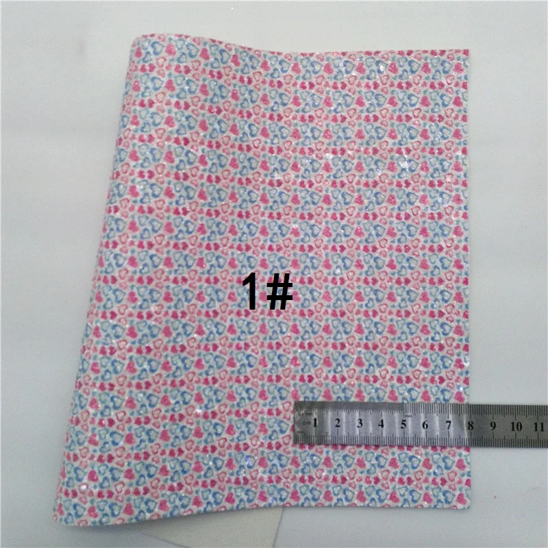 Радужные сердца печатные крупные блестящие кожа искусственная ткань винил с