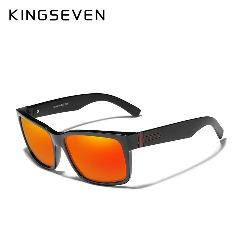 KINGSEVEN спортивные поляризованные мужские солнцезащитные очки, зеркальные линзы, мужские солнцезащитные очки, женские для мужчин, 9 цветов - Цвет линз: Black Red