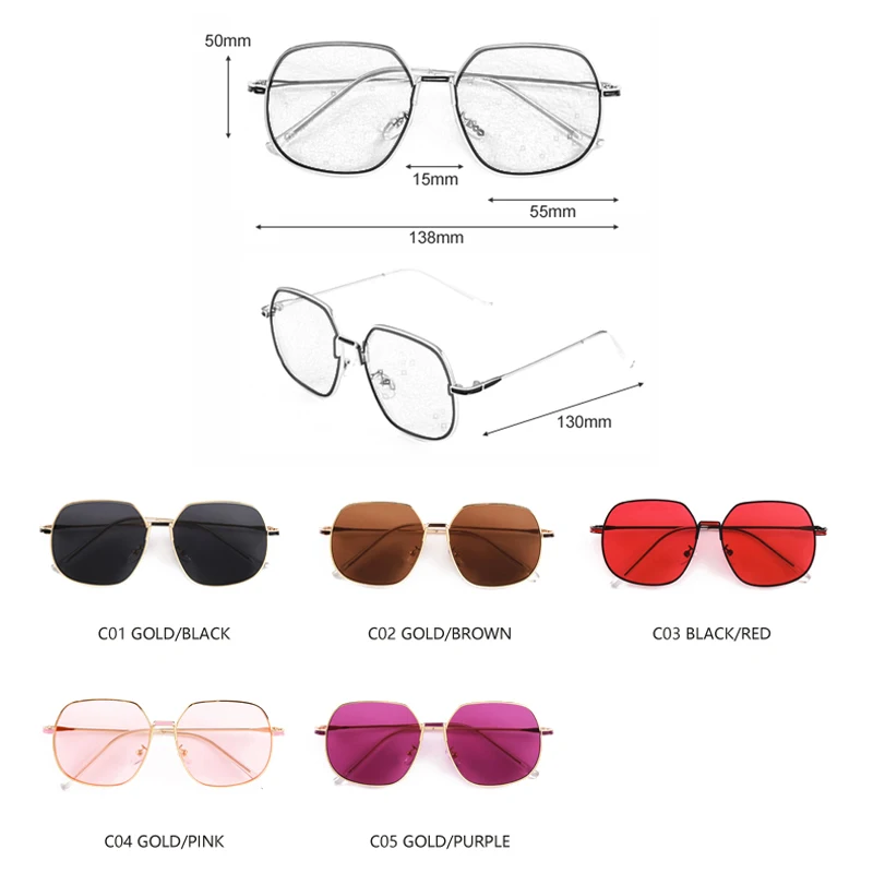 

2020 New Square Sunglasses Women Brand Designer Retro Metal Big Frame Sun Glasses For Men Vintage Clear Lens UV400 Eyewear