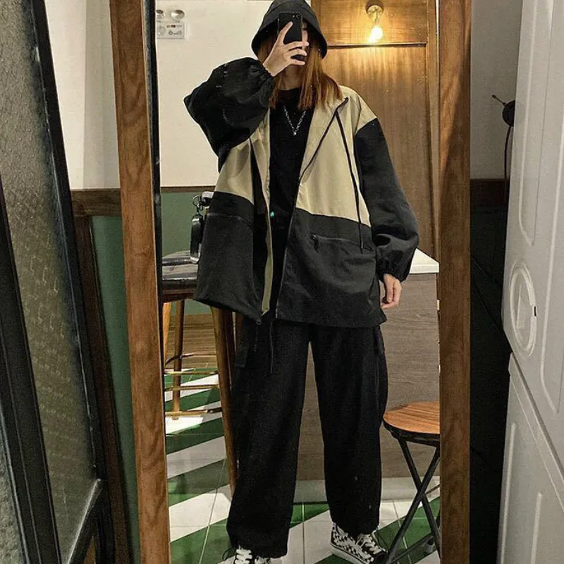 

Basic Jackets Women Cargo Coat Patchwork Vintage Harajuku BF Loose All-match Safari Style Casual Medium Long Tops Stylish Chic