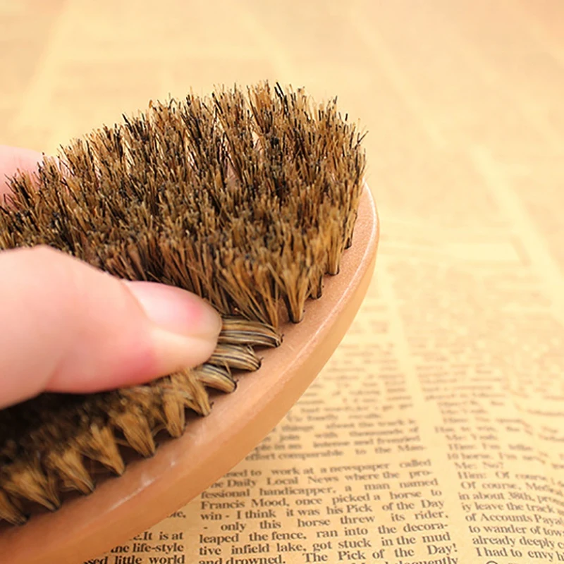 

2 Pcs Natural Boar Bristle Beard Brush for Men Face Massage ,Facial Hair Care Makeup Styling Tool