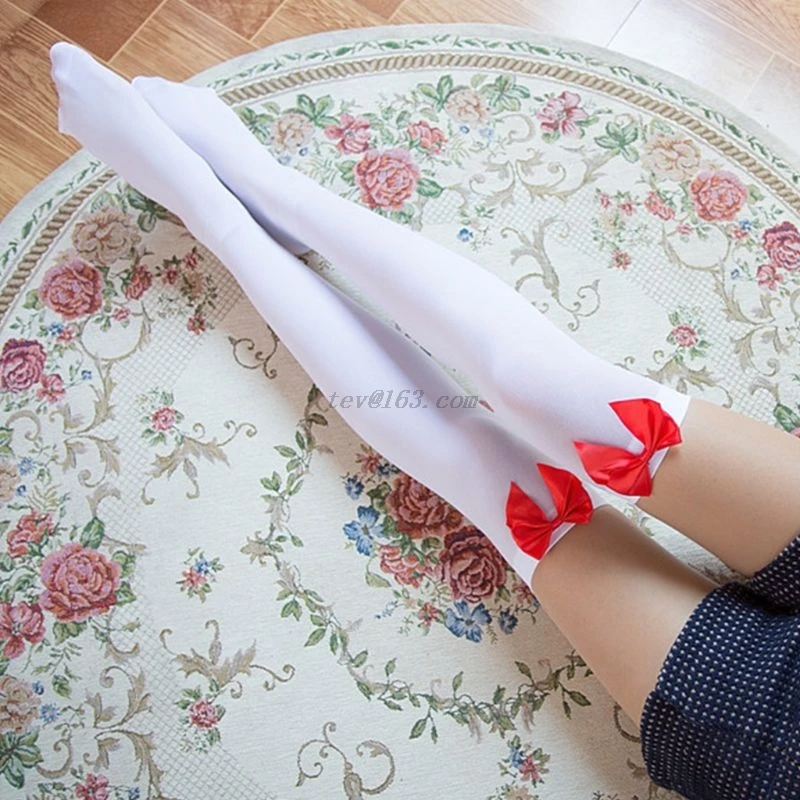 Новые модные пикантные нейлоновые эластичные носки до колена с бантом для женщин