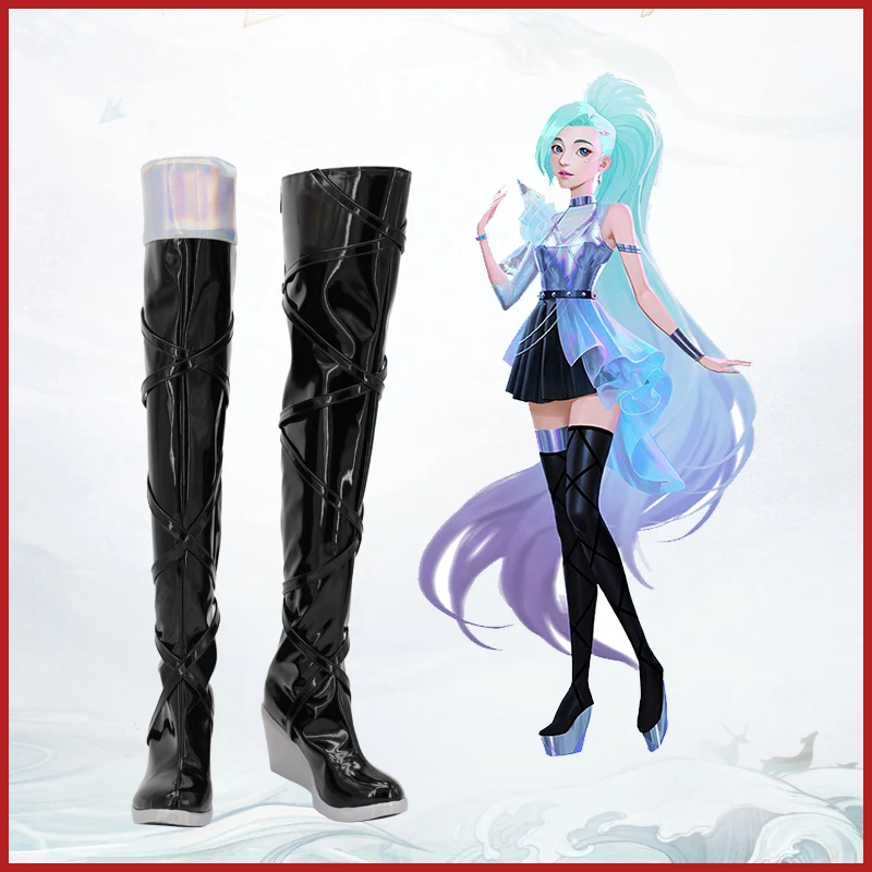 Обувь для косплея LOL KDA Seraphine из ПУ кожи обувь на высоком каблуке реквизит Хэллоуин