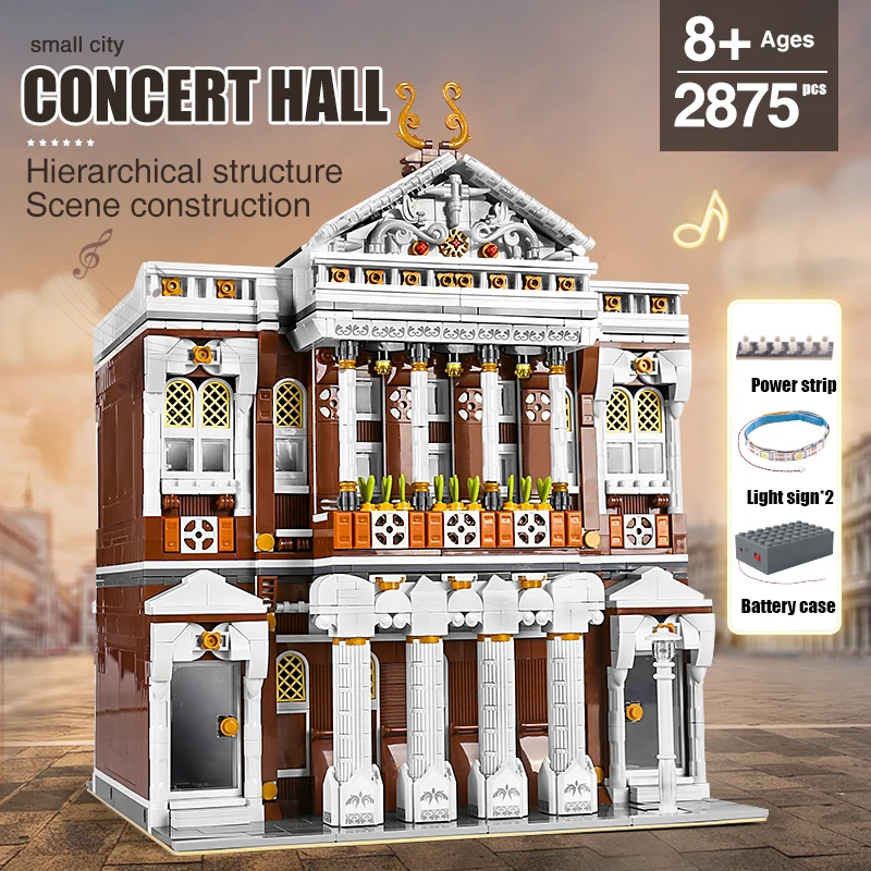 

MOULD KING Streetview Building model The MOC Concert Hall With light Building Blocks Bricks Kids Educational Toy Christmas Gifts