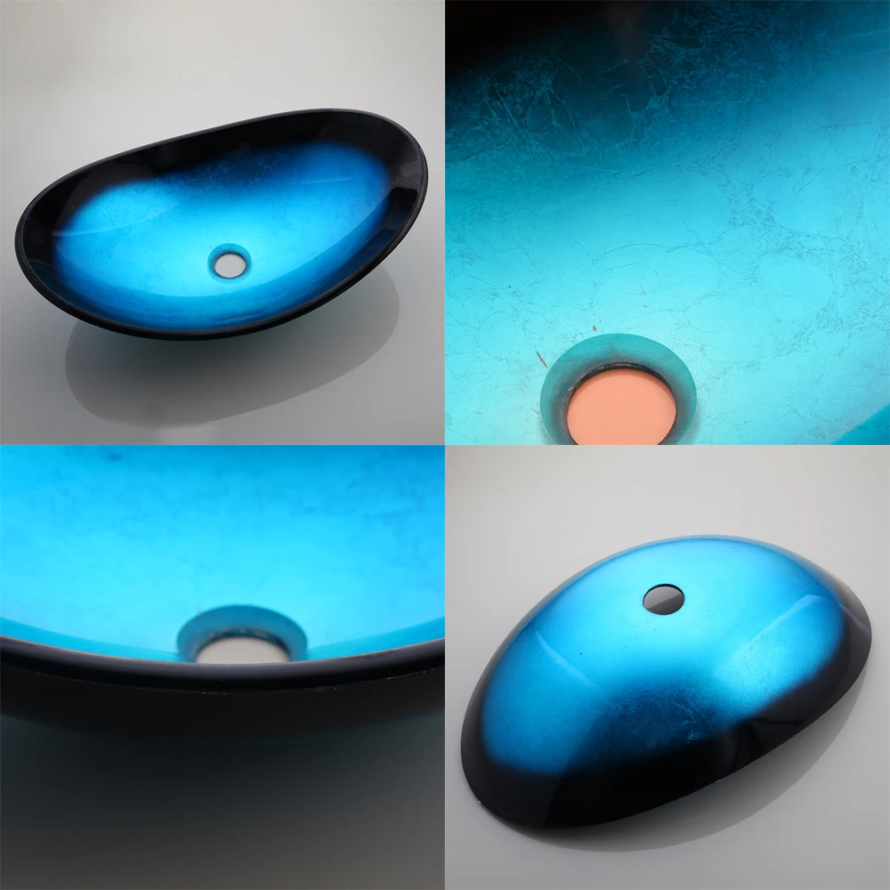 YANKSMART сосуд для ванной комнаты овальная раковина современное закаленное стекло +