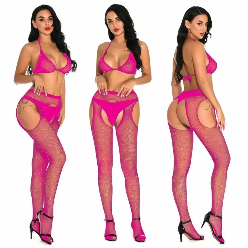 Женские чулки пикантные сетчатые прозрачные комбинезоны с блестками нижнее