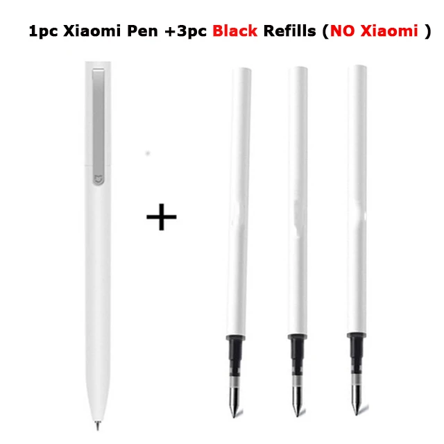 1pen and 3Black ink1 Ручка Xiaomi Mijia 0,5 мм гелевая швейцарская ручка со сменным роликом Шариковая ручка для подписи шариковая ручка для подписи стержни для офиса и школы - Цвет: 1pen and 3Black ink1