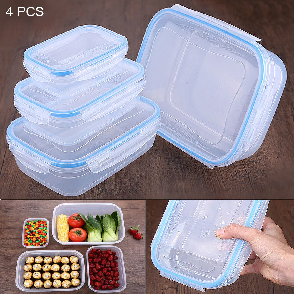 4 шт./компл. большая емкость пластиковая герметичная коробка для обеда