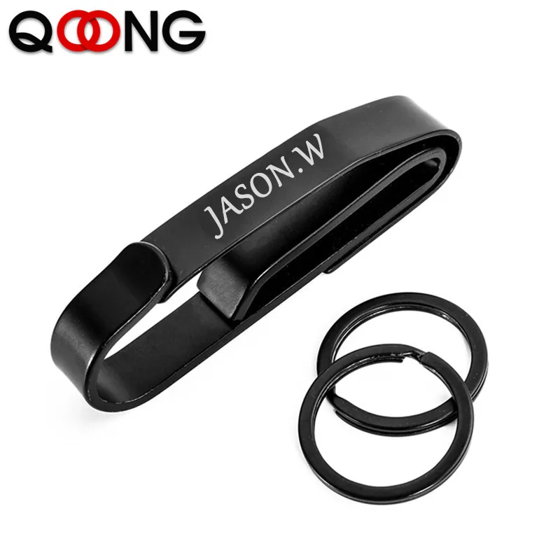 QOONG Custom Lettering Keychains Anti Lost Stainless Steel Keyrings Engrave Name Number Customized Logo Key Chain For Men gift | Украшения