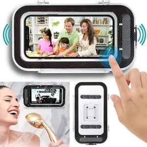 wall mount shower phone holder bathroom case mount shelf bathroom phone shelf shower glass mirror shower mount storage box phone free global shipping