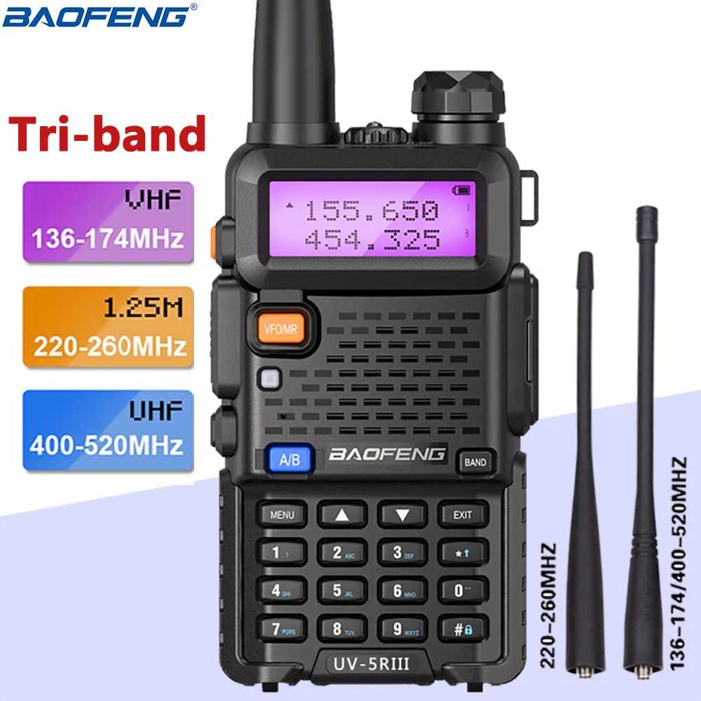 

BAOFENG UV-5R III 5W 1800MAH TRI-BAND WALKIE TALKIE 136-174/220-260/400-520MHZ AMATEUR HAM HANDHELD PORTABLE RADIO COMUNICADOR