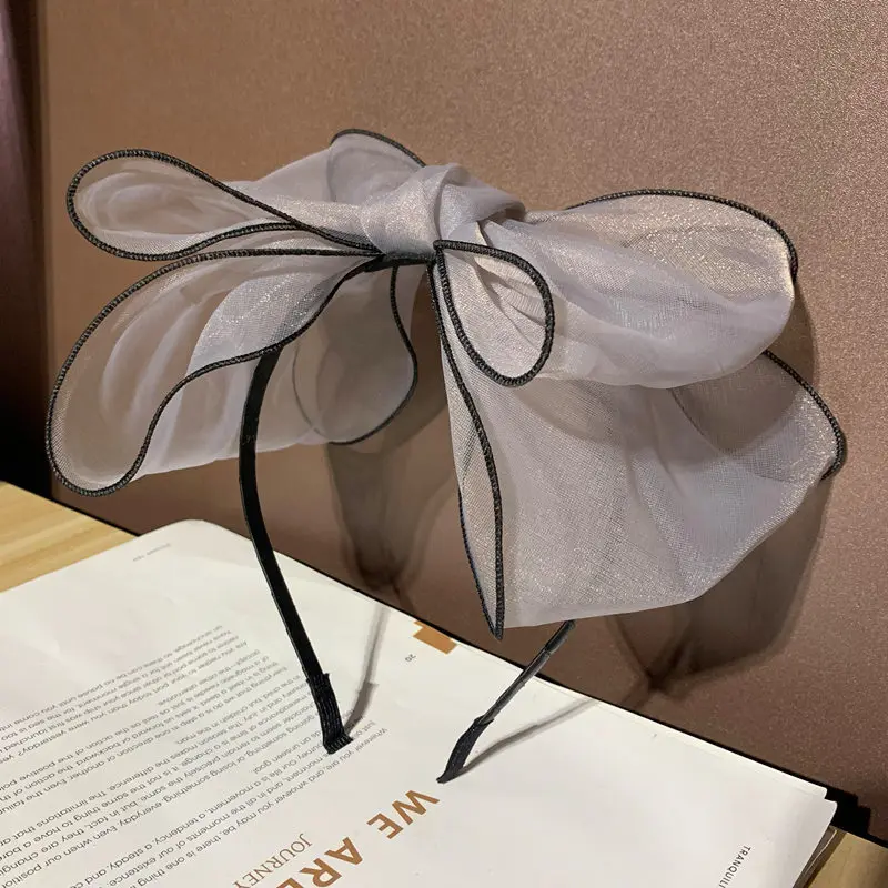 

Elegant Temperament Bow Organza Headbands For Women Pure Color Simple Hairdbands Bezel Women Hair Accessories Gifts Big Bowknot