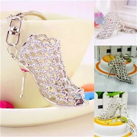 gifts high heel keychains stone shoe keyring cute women handbag key holder girl bag pendant jewelry christmas party