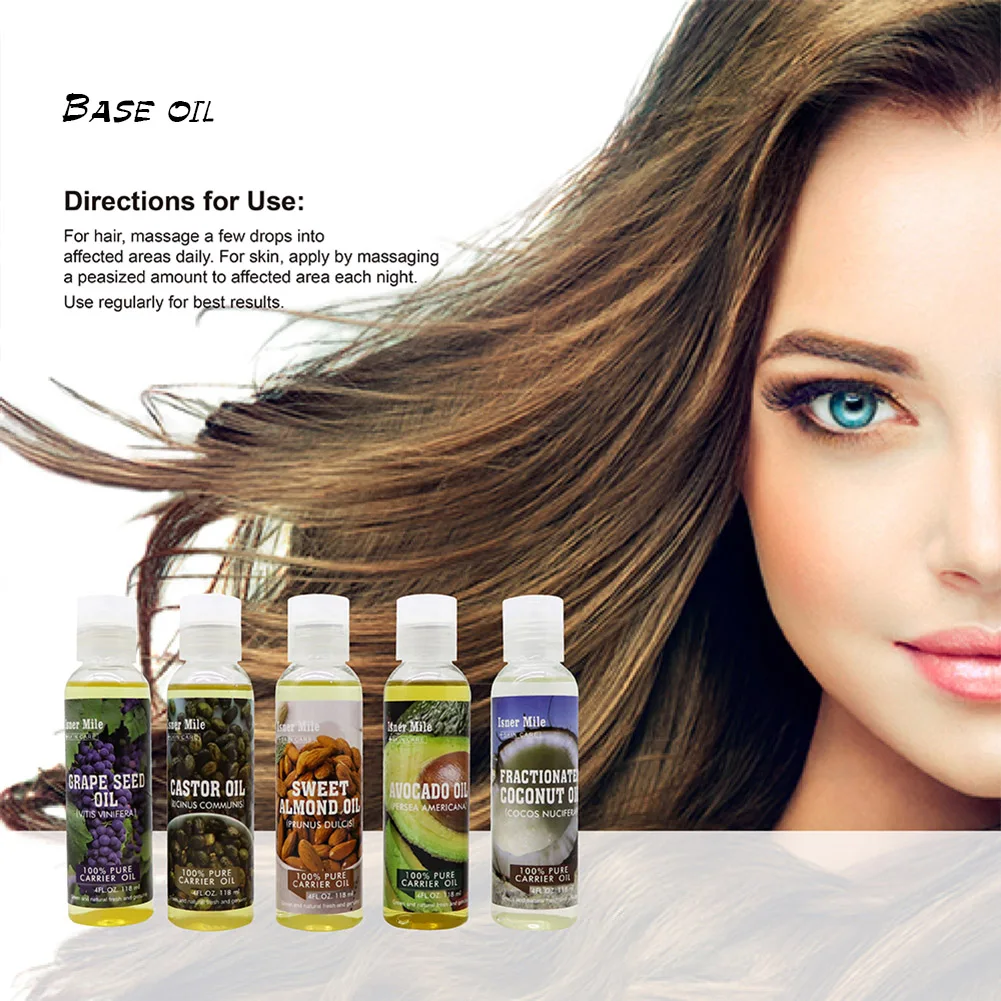 

118ml Body Base Oil Castor/coconut/avocado/almond/grape Shrink Pores Promote Metabolism Essential Oil Skin Care And Hair Care