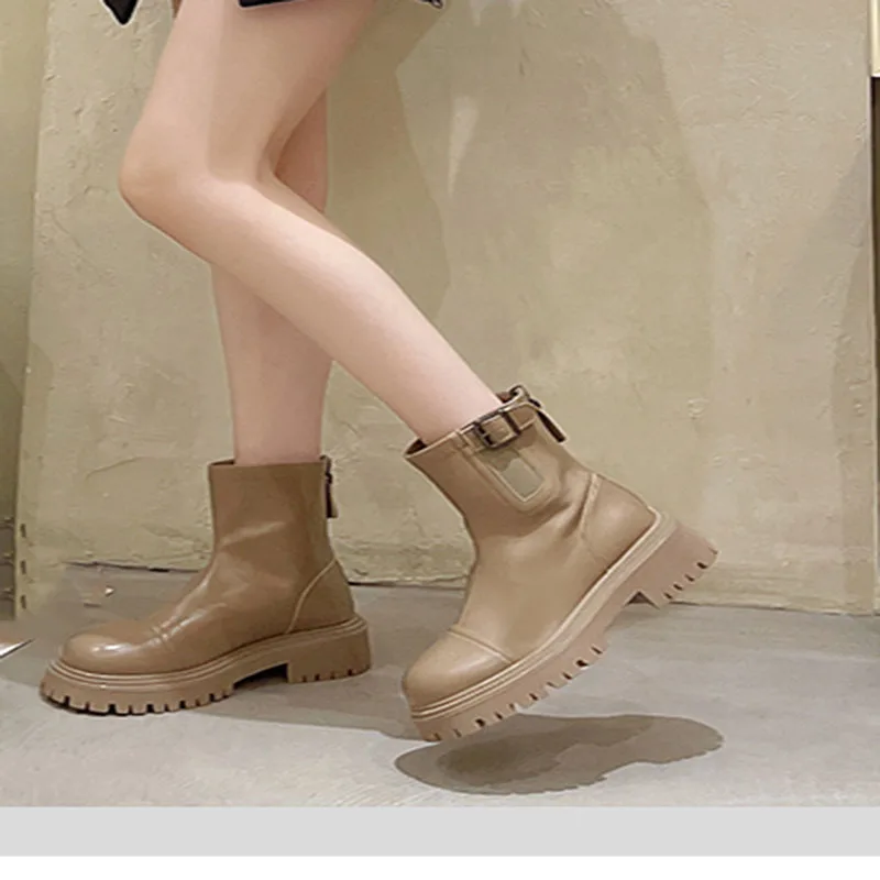 

Autumn Ankle Boots Women's 2021 New British Style Short Boots Black Short Boots Women's Thick Soles Are Beautifully Designed