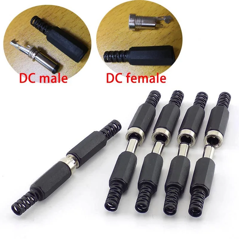 

10Pcs CCTV DC Male Female Connectors Power Jack Plug cable Extension cord adaptor Cctv Camera Security System DIY 2.1*5.5MM L19