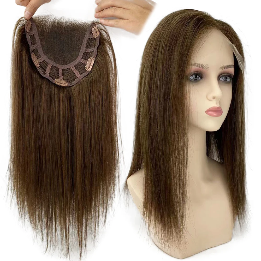 

Swiss HD Lace Topper Brazilian Remy Human Hair Women Toupee Breathable Invisible Lace Overlay Half Wig 18X14CM Lace 12X10CM 14"