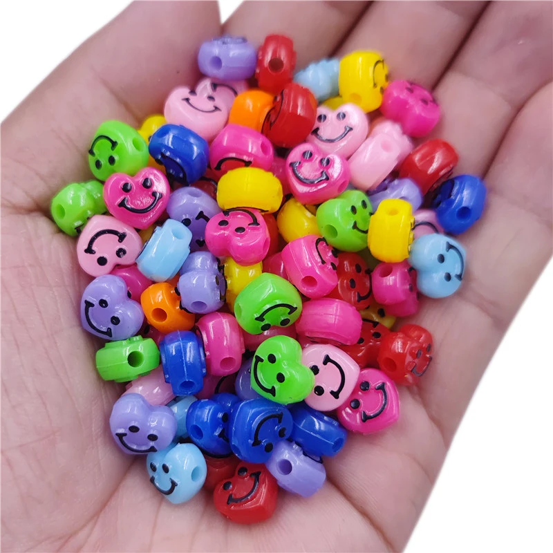 Бусины россыпью в форме сердца с улыбающимся лицом для рукоделия изготовления
