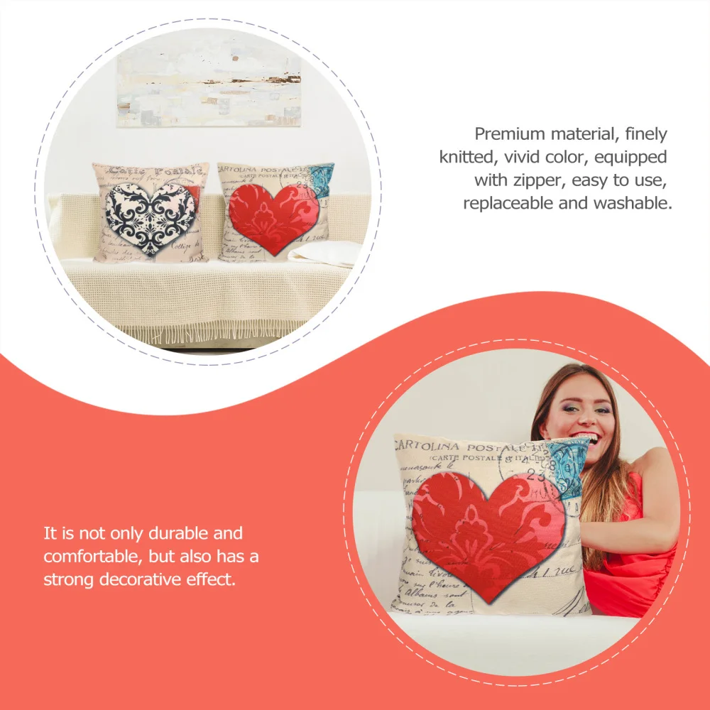 

2Pcs Romantic Valentine's Day Household Decorative Pillow Cover Love Pillowcase