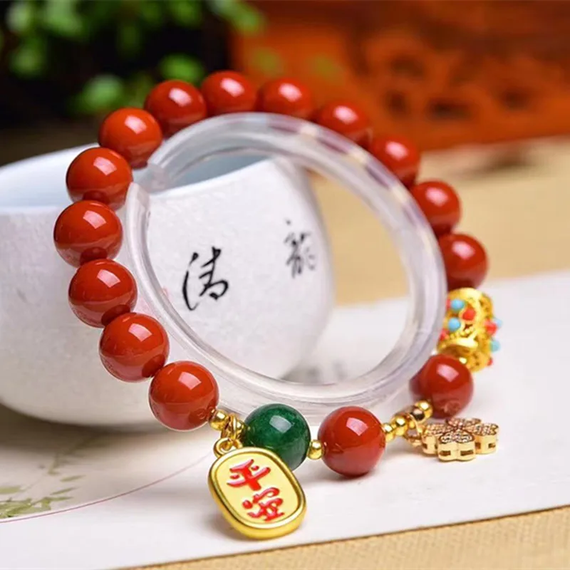 Красный агат исцеляющий браслет один круг кристалл ювелирные изделия бусины