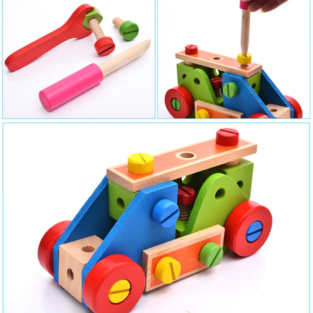 

Wooden Nuts Combination Multifunctional Assembly Screw Building Blocks Toy Set Child Removable Montessori Screw Nuts Puzzles Toy