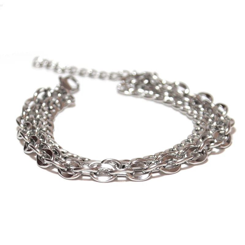 Minimalist Men Punk Bracelet Adjustable Stainless Steel Chain Link Braslet 3 Layers Cuban Male Accessories Pulsera | Украшения и