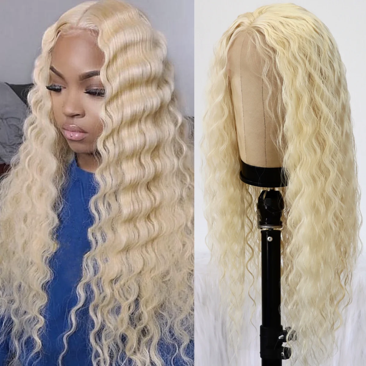 Blonde Lace Front 13x4 Wigs Curly Synthetic Wigs for Woman Lace Long Loose Wave Wig 613 Heat Resistant Fiber Natural Looking