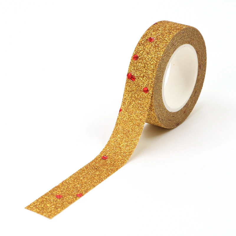 

10pcs/Lot Gold powder Washy Tape with red Dot 15mm* 5m Kawaii Paper Scrapbook Tools Decorative Tape Mask
