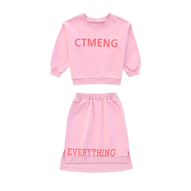 Весна 2020 одежда для девочек топы с буквенным принтом и милые юбки детей 10-12 лет