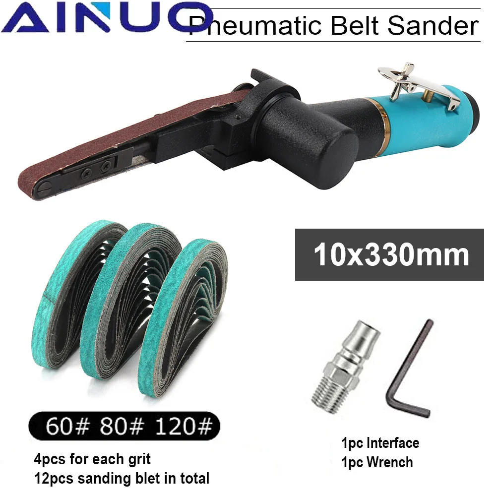 10*330mm Air Belt Sander Sanding Belt Adapter Pneumatic Sanding Belt Angle Grinder Grinding Machine Welding Parts