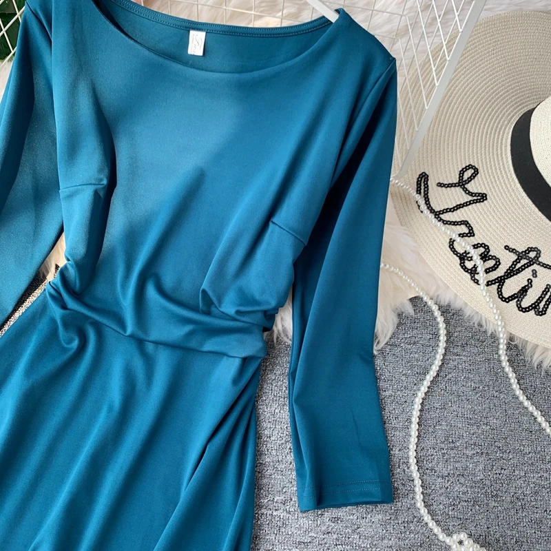 Винтажное тонкое осеннее длинное платье миди весенние вечерние платья vestido de festa Женские повседневные 3/4 рукава А-силуэта элегантные ретро платья