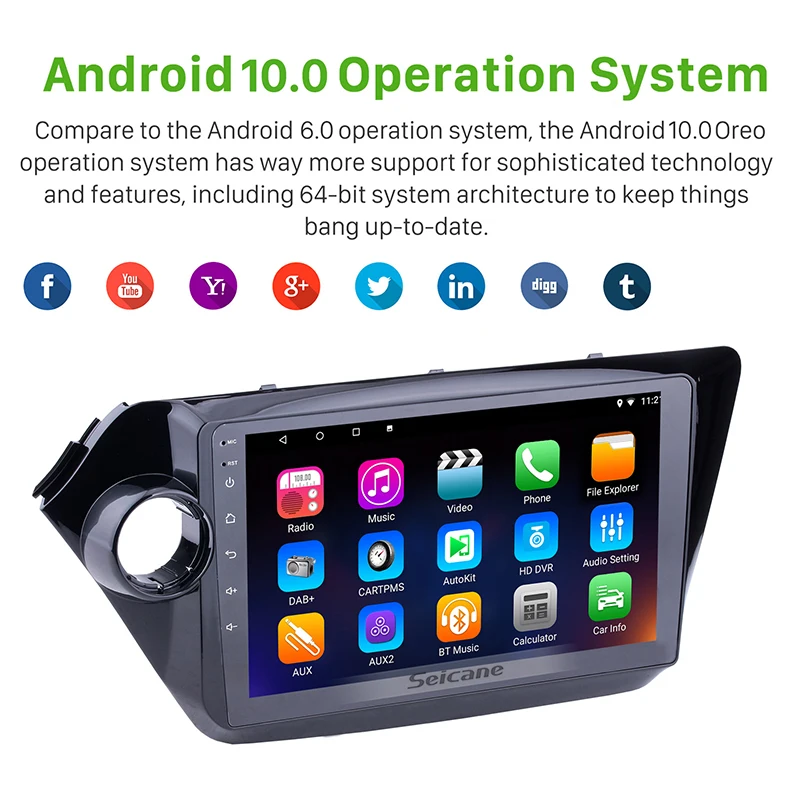 Seicane четырехъядерный Android 10,1 gps Navi головное устройство плеер автомобиля стерео для 2010-2012 2013 Kia K2 RIO Поддержка TPMS DVR