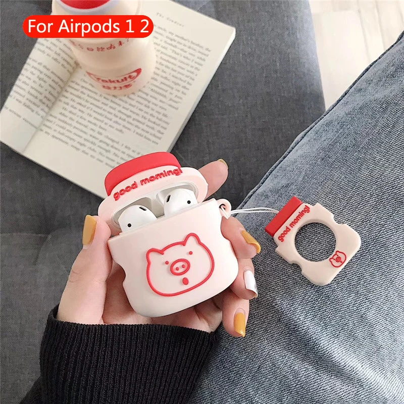 Милый беспроводной чехол для наушников с Bluetooth для apple airpods 2, силиконовая Мягкая коробка с рисунком молочного чая, аксессуары для airpods