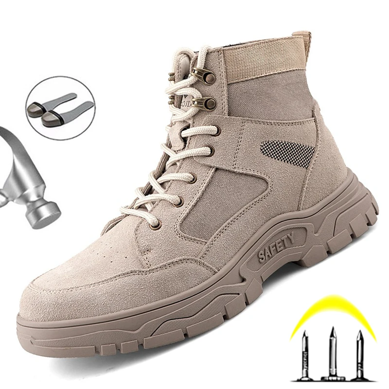 

Осенние ботинки, защитная обувь, мужские рабочие ботинки, защитные ботинки против пирсинга со стальным носком, рабочие ботинки для сварки с ...