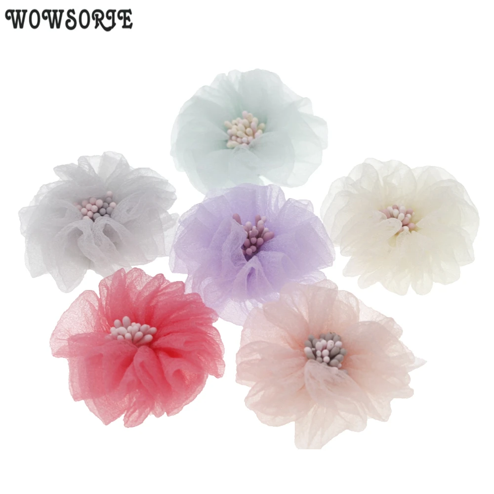 Аксессуары для волос Детские шифоновые цветы 10 шт./лот |