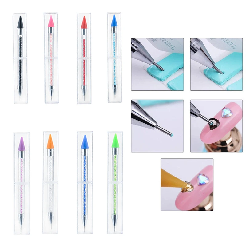 1 шт. ручка для маникюра с двойным концом из горного хрусталя силиконовый