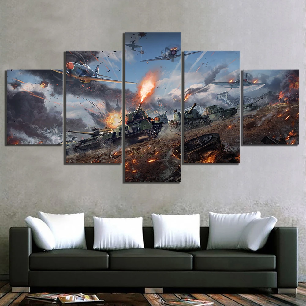Картины на холсте HD с рисунком домашний декор 5 панелей Настенная картина Война