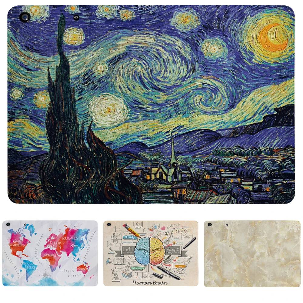 

Sykiila Case for iPad Mini 1 2 3 4 Printed Shell Protective Cover Sleeve Smart Gogh Oil Paint Leather Starry Marble Map Funda