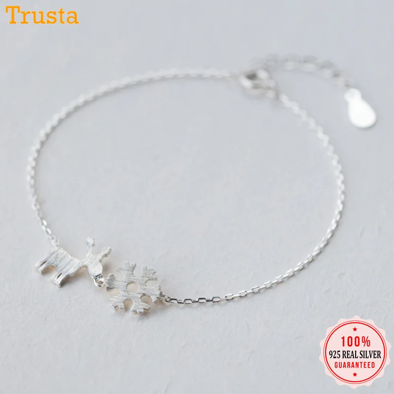 Женский браслет с оленем и снегом Trusta рождественский подарок из 100% чистого