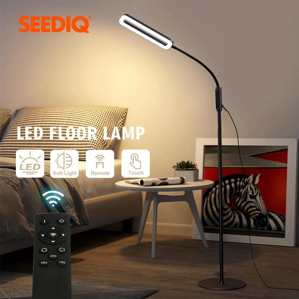 Современная Напольная Лампа для гостиной, светодиодная угловая лампа, стоячий светильник для спальни, с дистанционным управлением, с сенсорным управлением, угловая Светодиодная лампа с затемнением