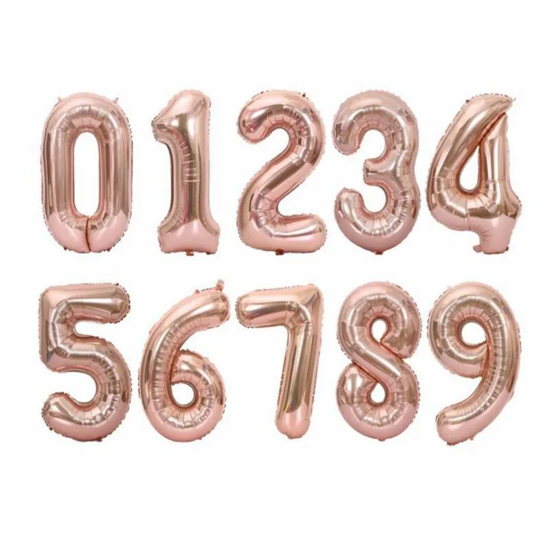 1 Набор 32 дюймовые розовые золотые шары из фольги в виде цифр гелиевые шарики для