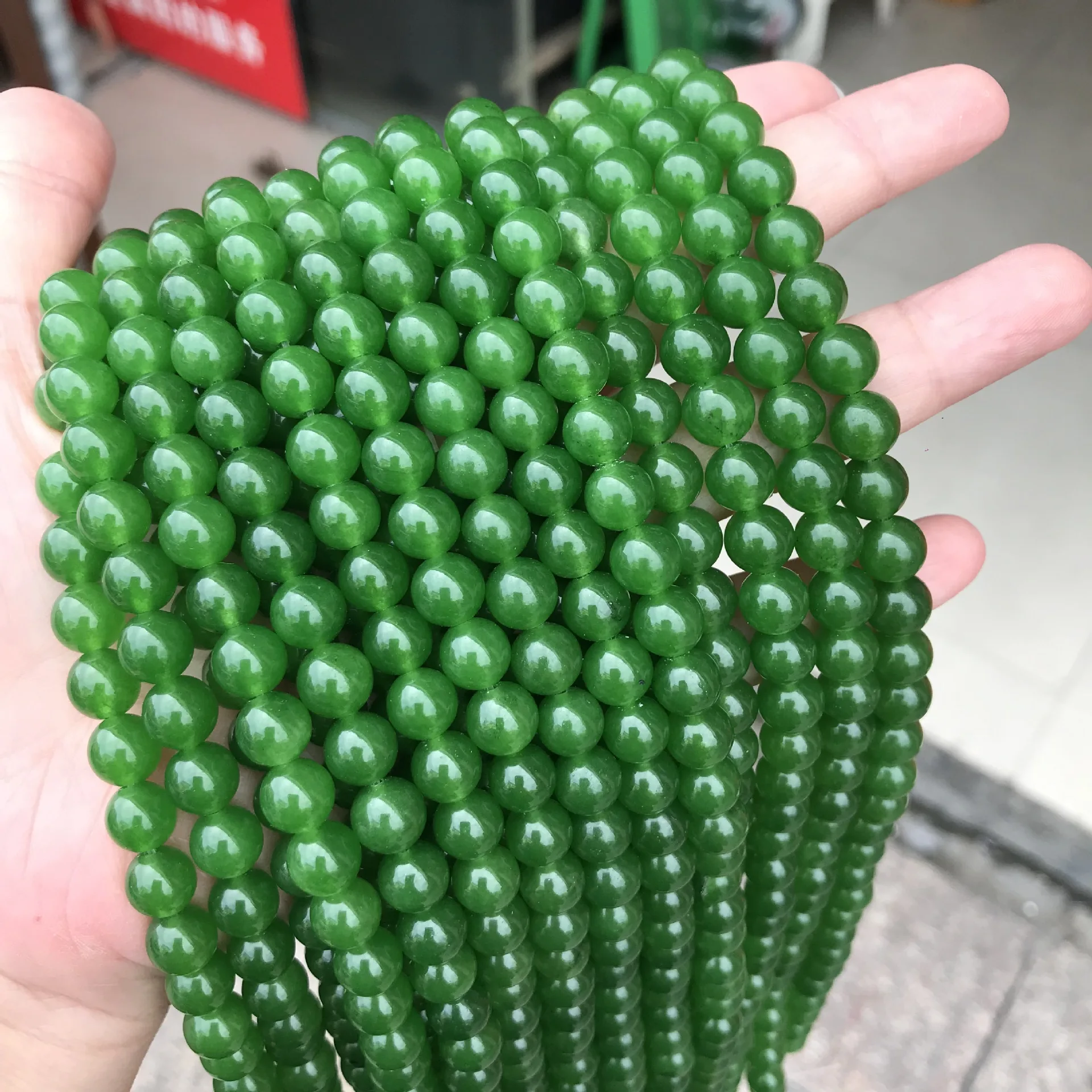 

6 мм 8 мм Россия зеленый нефрит круглые бусины Свободные Spacer зеленые Jaspers бусины для DIY ювелирных изделий браслет ожерелье 15"