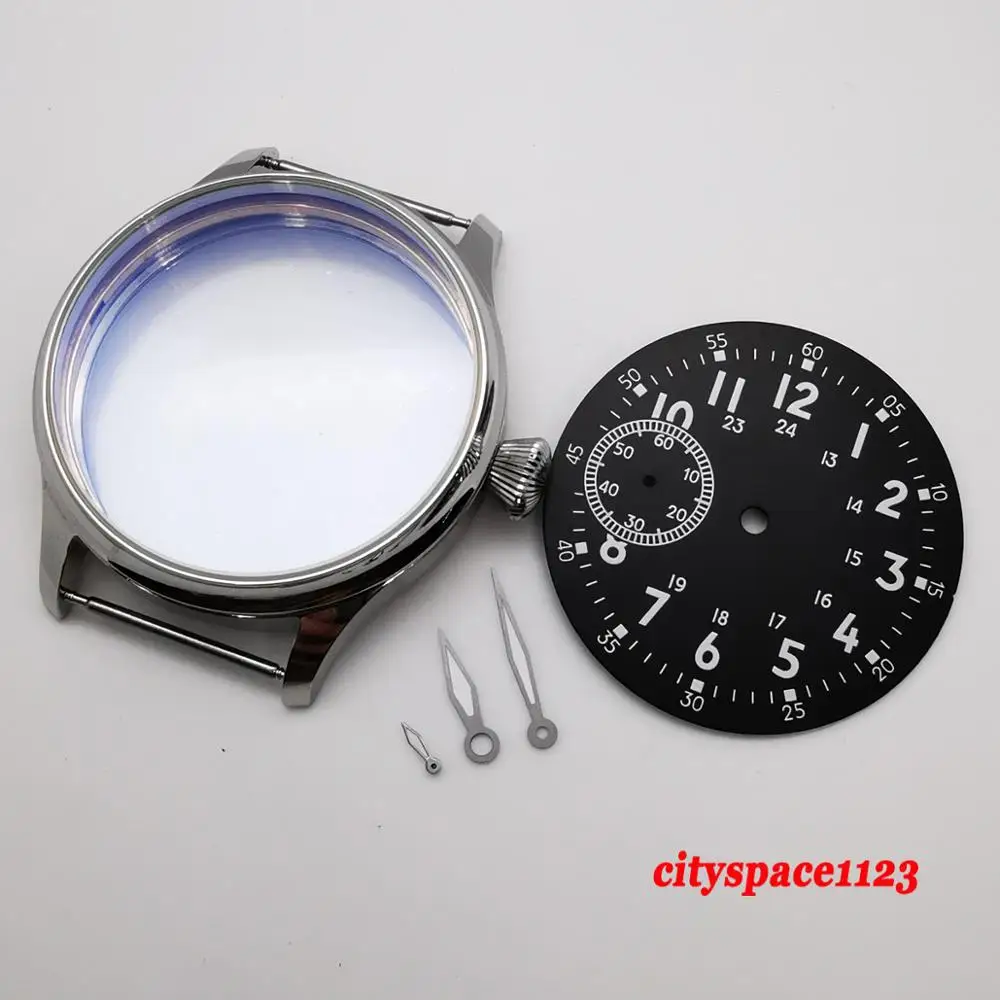 

Fit ETA 6497 st3600 hand winding movement mens watch parts Corgeut 44mm Polished watch case + dial + hands