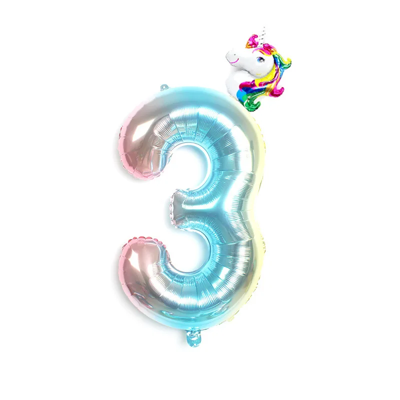 unicorn ballon blue3 2 шт. Радуга Единорог вечерние 32 дюймов воздушные шары из фольги в виде цифр детская День рождения украшения гелиевых шара с цифрой Baby Shower деко - Цвет: unicorn ballon blue3