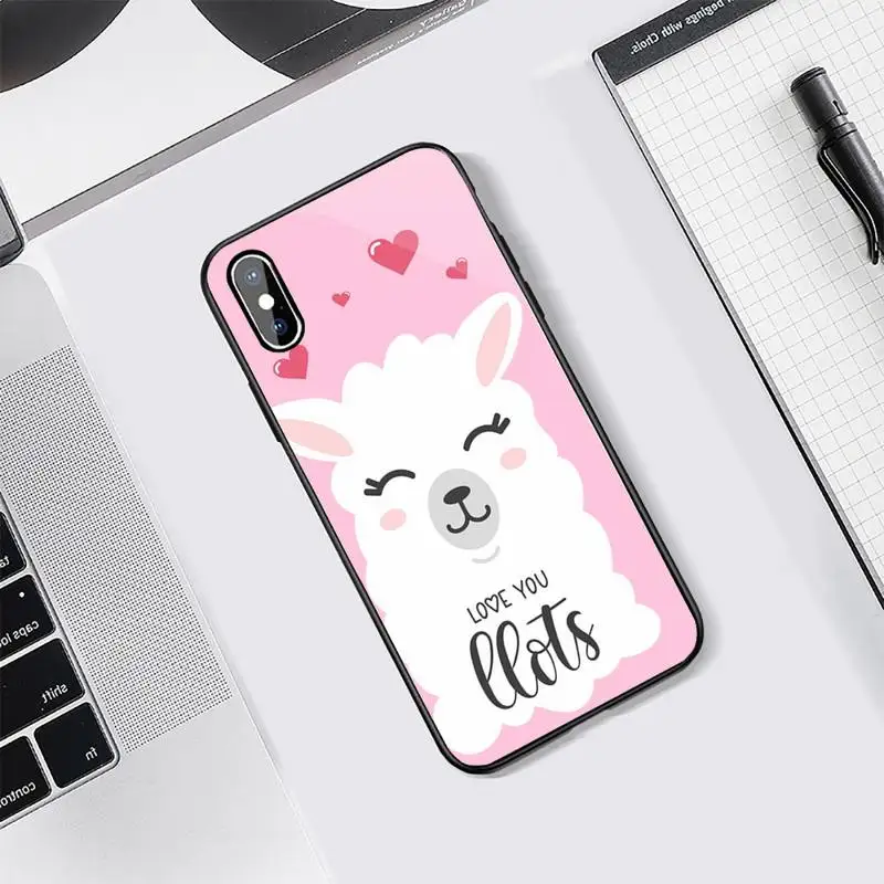 

Lama Llama Alpacas Lovely animal Phone Case Tempered glass For iphone 5C 6 6S 7 8 plus X XS XR 11 PRO MAX