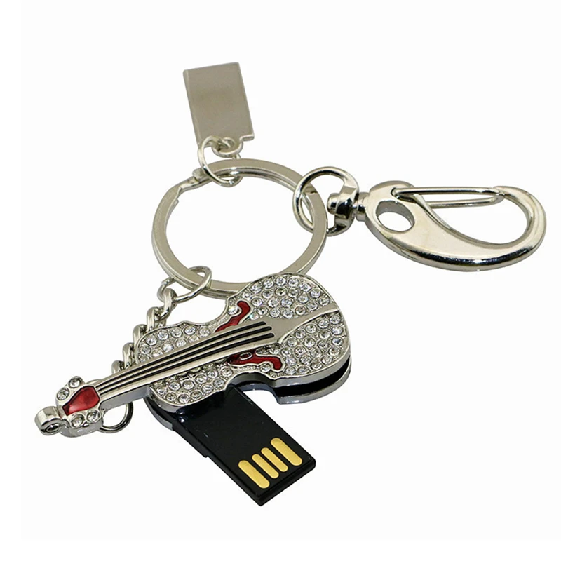 Металлический кристалл гитара USB флеш накопитель U диск 8GB Pen Drive 16GB 32GB Pendrive 64GB 128GB