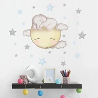 elephant star and moon in sleep wall stickers diy for childrens bedroom creative graffiti cartoon animal sticker new year