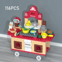 big building blocks toys for girls 2 to 4 years old city dining car bricks food shop toy diy toys for kids xmas birthday gift
