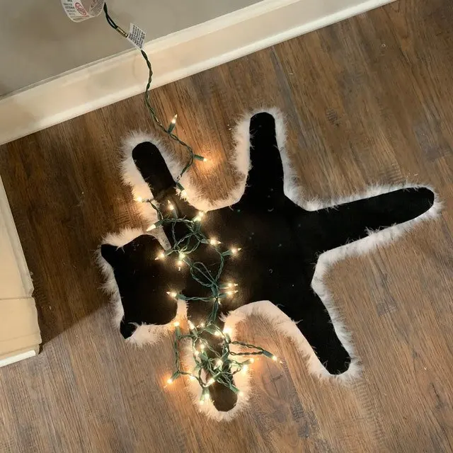 Alfombra de gato frito iluminada para vacaciones de Navidad, alfombra decorativa de piel recortada, divertida decoraci&oacute;n de luces navide&ntilde;as, Gato frito de la t&iacute;a Bethany-1
