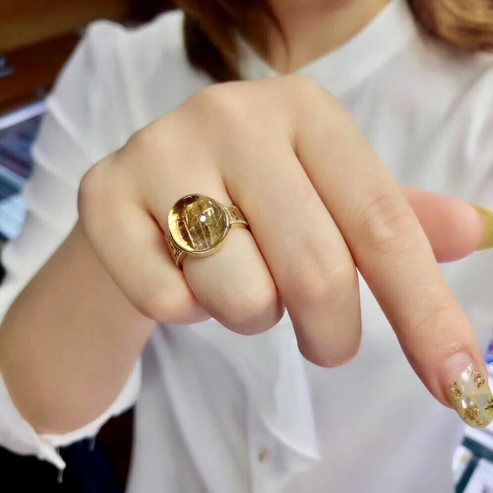 Ювелирные изделия из настоящего 18-каратного золота натуральный рутилированный